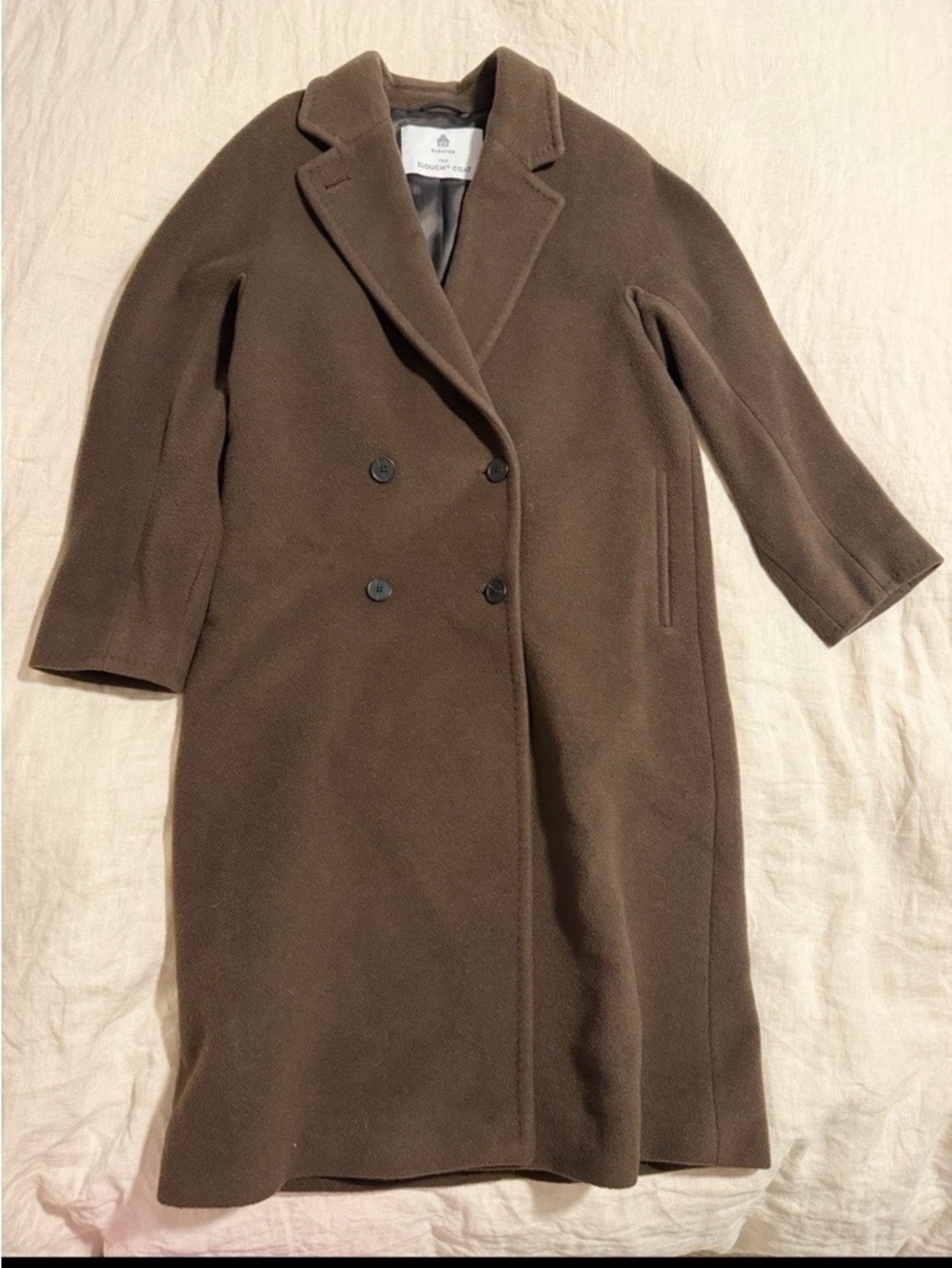 Aritzia Babaton The Slouch Coat XS Rich Mocha Brown Camel Hair Wool Coat
